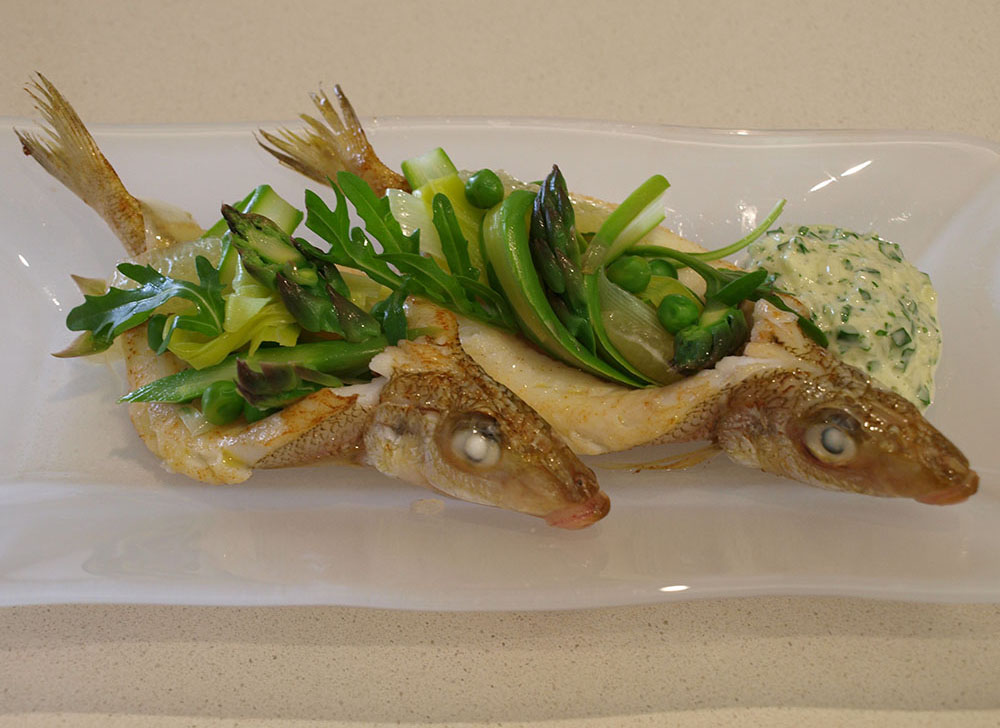 Sand Whiting with Spring Salad and Sauce Gribiche - Good Fish Bad Fish